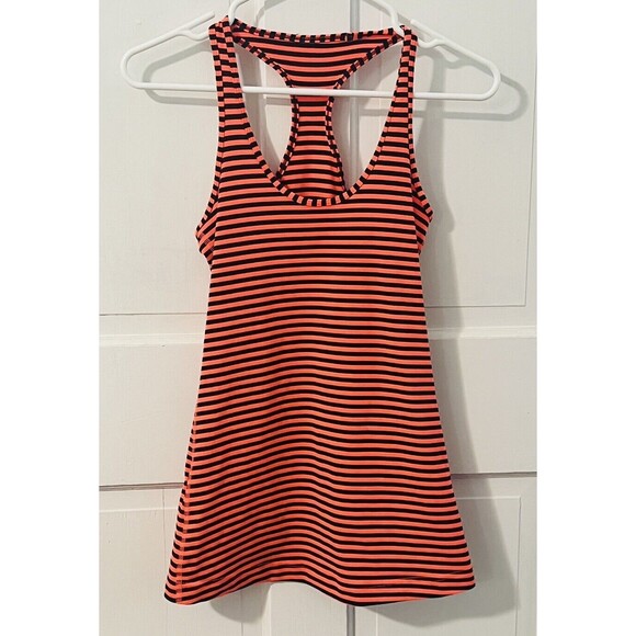 Lululemon Cool Racerback Orange Striped Tank Top - Picture 1 of 5